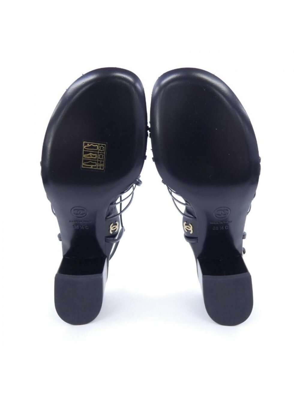 Chanel Size 38.5 Lambskin Black Sandals - Picture 4 of 6